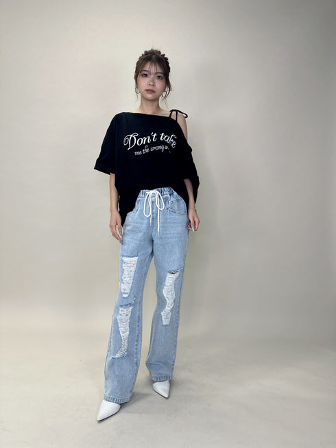 ロゴワンショルカットソートップス