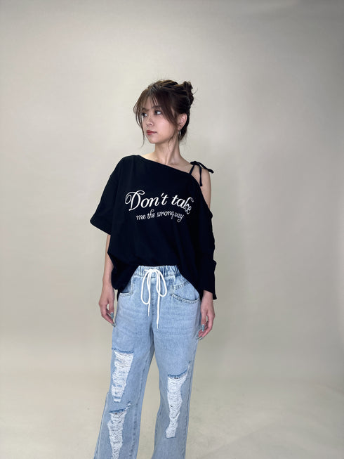 ロゴワンショルカットソートップス