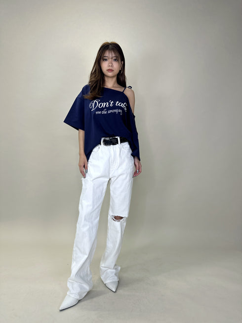 ロゴワンショルカットソートップス