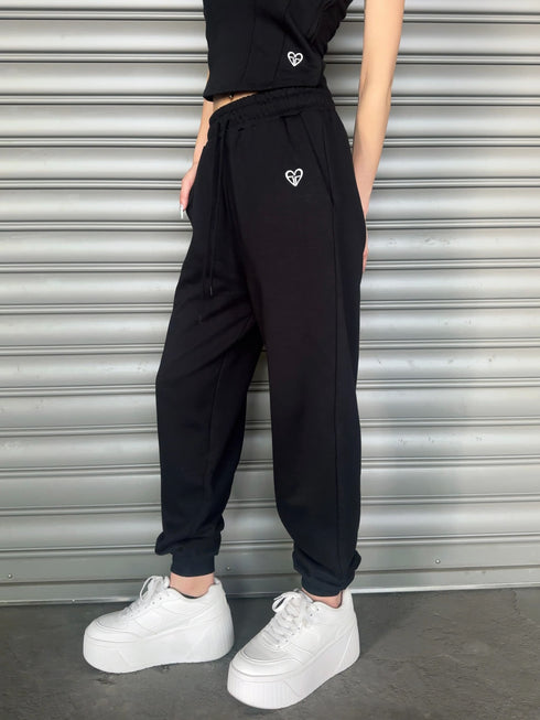 ハートロゴ裏毛パンツ