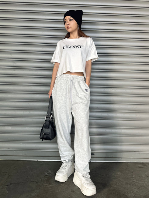 ハートロゴ裏毛パンツ