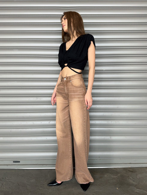 フロントドロストショートトップス