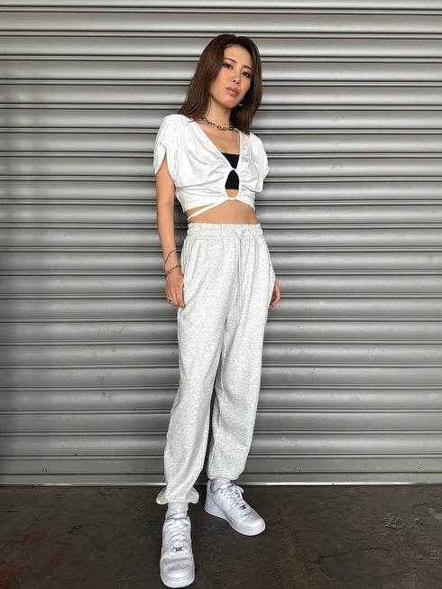 フロントドロストショートトップス