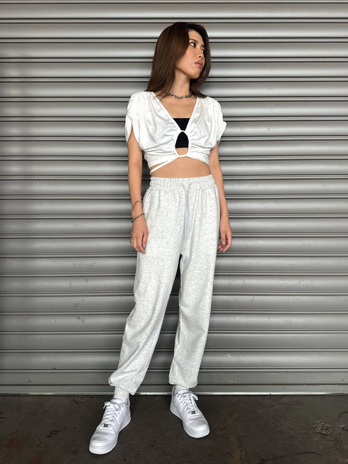 フロントドロストショートトップス