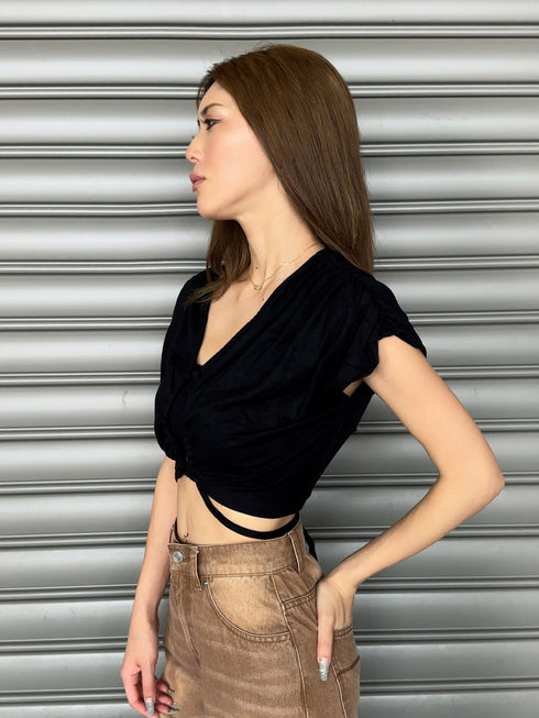 フロントドロストショートトップス