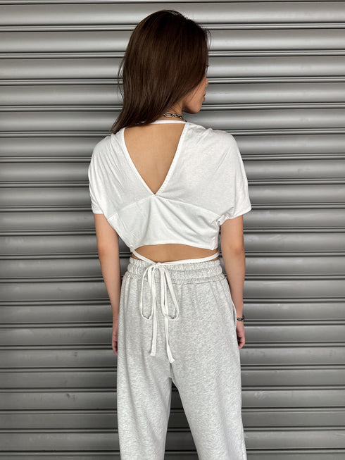 フロントドロストショートトップス