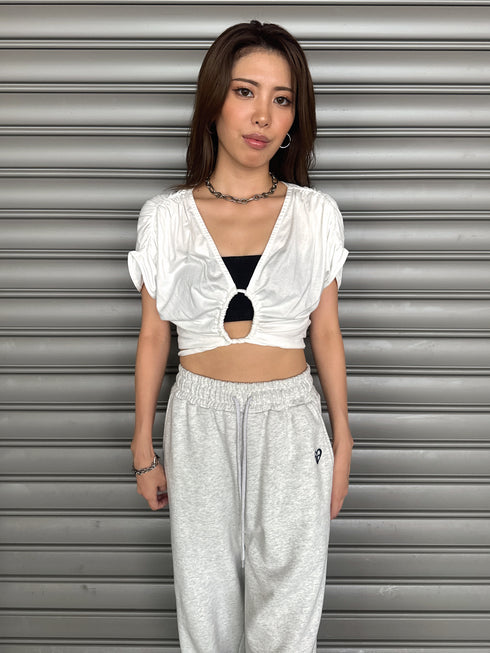 フロントドロストショートトップス