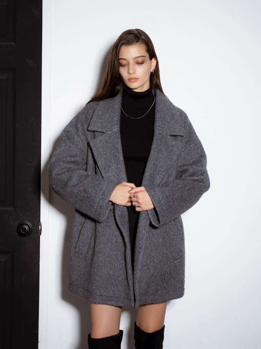 yuni isola チェックコート yuni,△ISOLA シャギー チェック コート