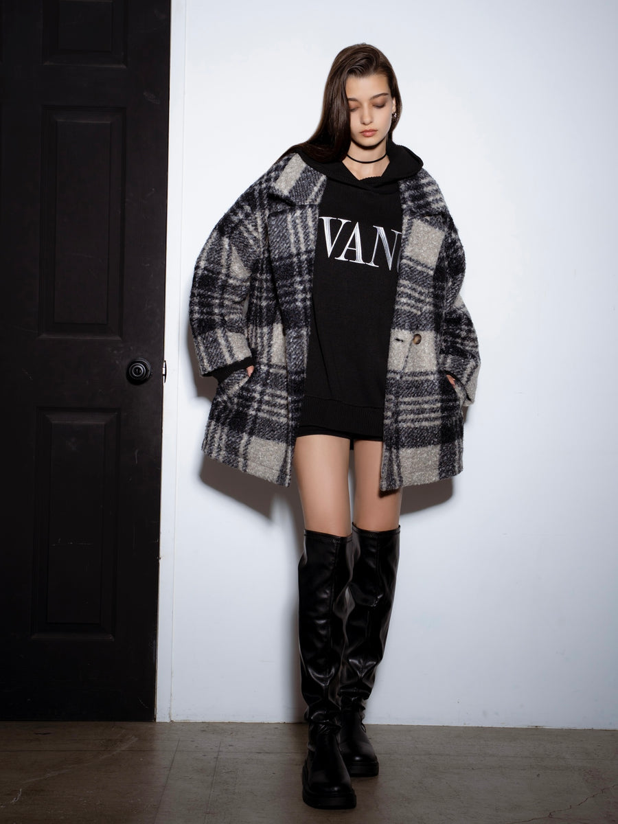 チェック柄ミドル丈コート – EGOIST