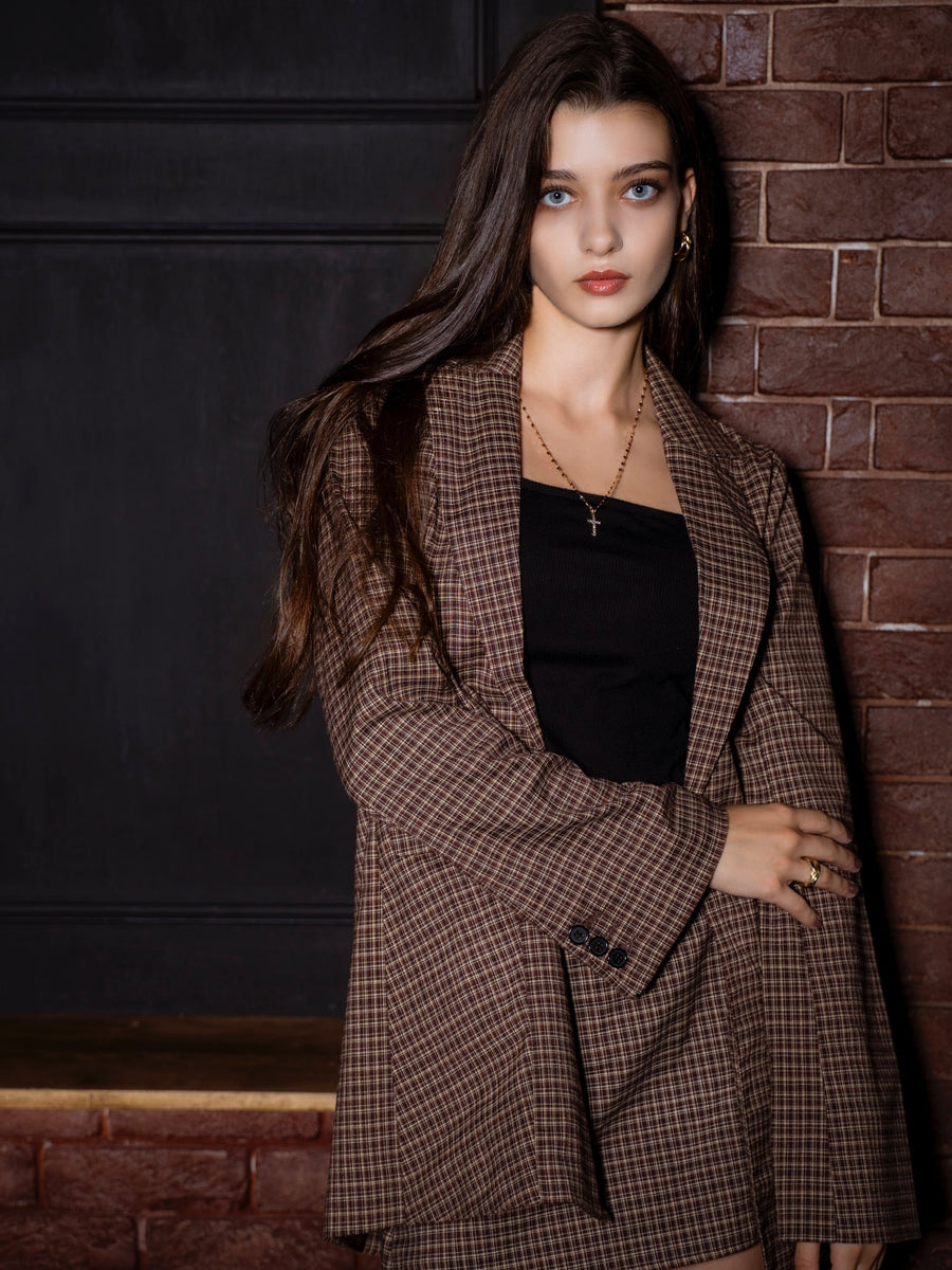 rave review 定価16万　チェック　フレアスリーブジャケット　チェック rave review 定価16万チェックフレアスリーブジャケットチェック