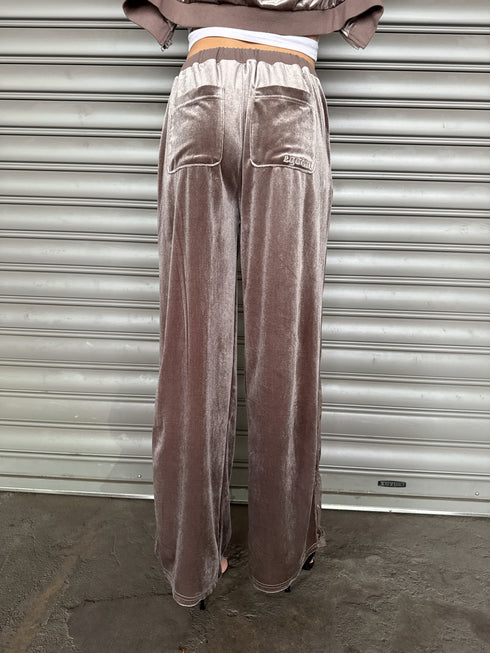 脇レースベロアストレートパンツ