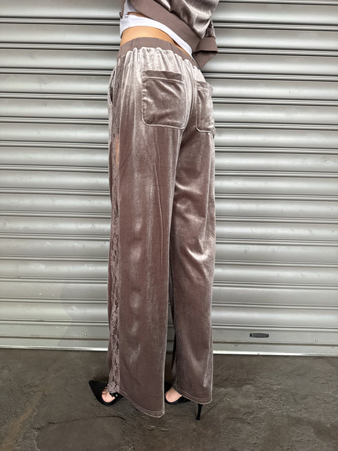 脇レースベロアストレートパンツ