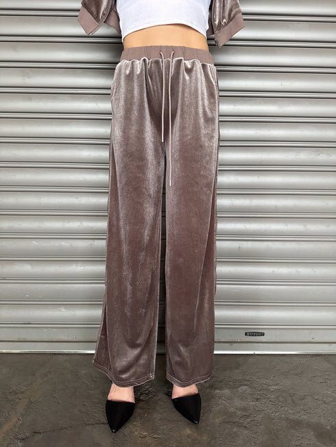 脇レースベロアストレートパンツ