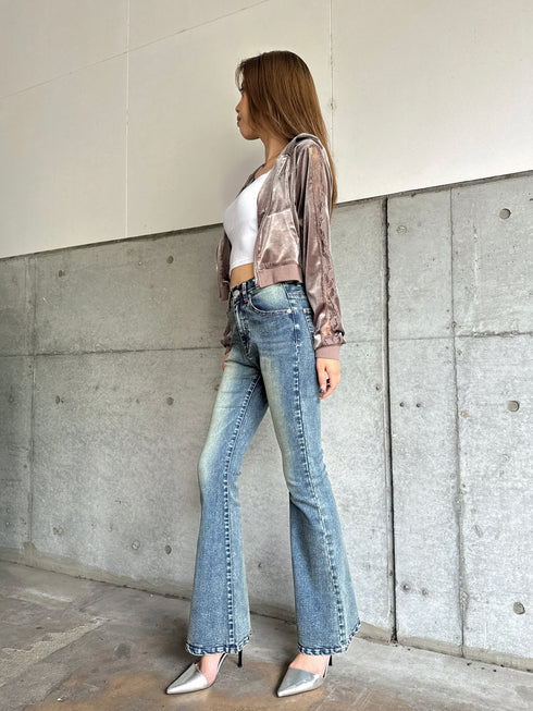 袖レースベロアパーカー