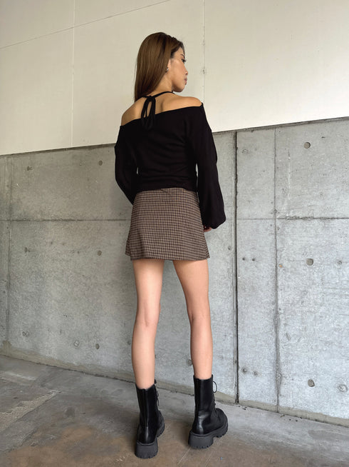 ラップデザインチェックタイトミニスカート
