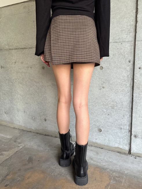 ラップデザインチェックタイトミニスカート