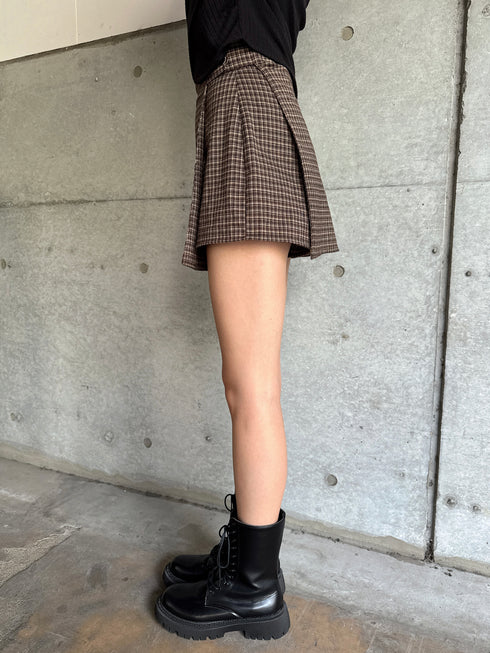 ラップデザインチェックタイトミニスカート