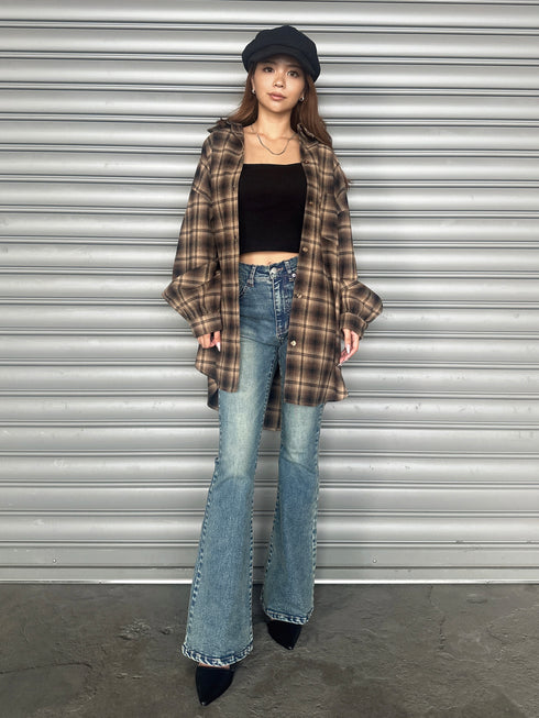 ウォームチェック柄オーバーシャツ