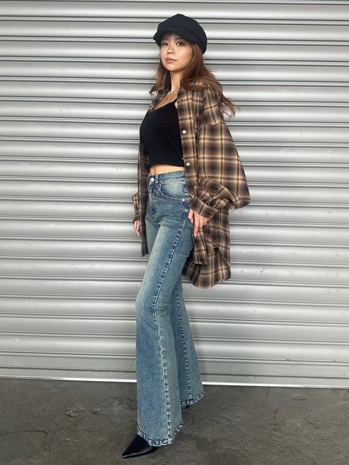 ウォームチェック柄オーバーシャツ