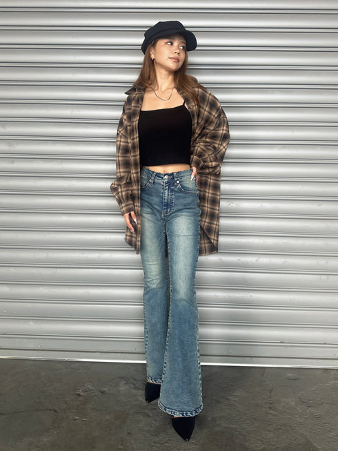 ウォームチェック柄オーバーシャツ