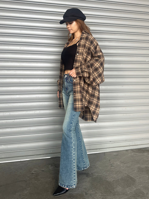 ウォームチェック柄オーバーシャツ