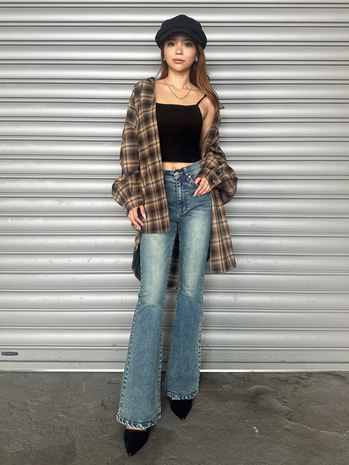 ウォームチェック柄オーバーシャツ