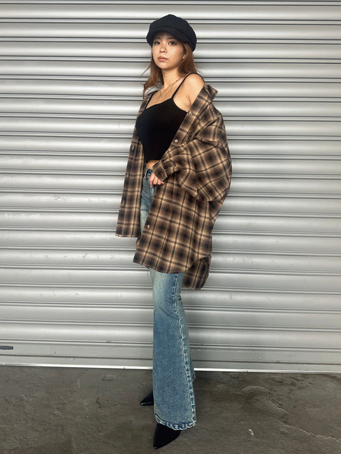 ウォームチェック柄オーバーシャツ