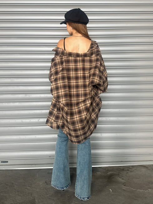 ウォームチェック柄オーバーシャツ