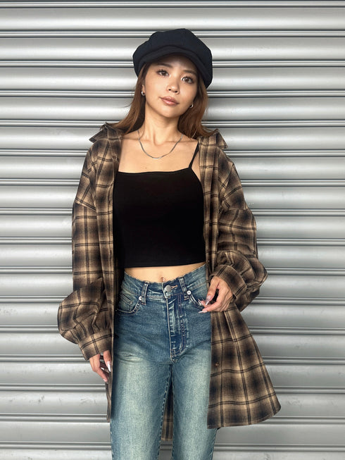 ウォームチェック柄オーバーシャツ