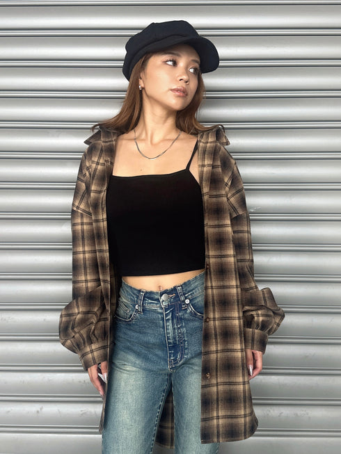 ウォームチェック柄オーバーシャツ