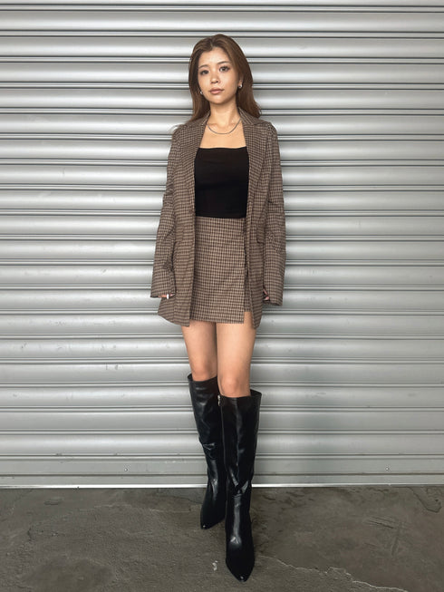 ラップデザインチェックタイトミニスカート