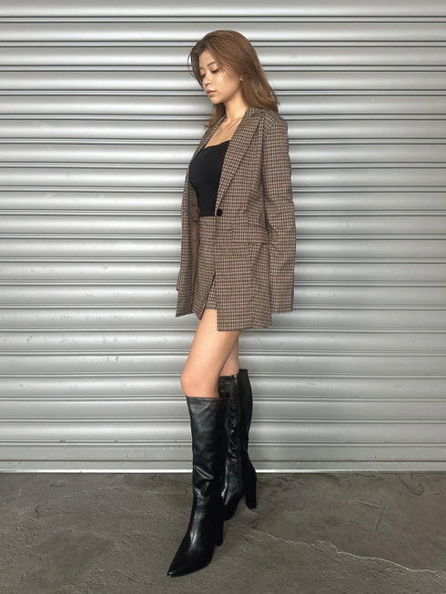 ラップデザインチェックタイトミニスカート