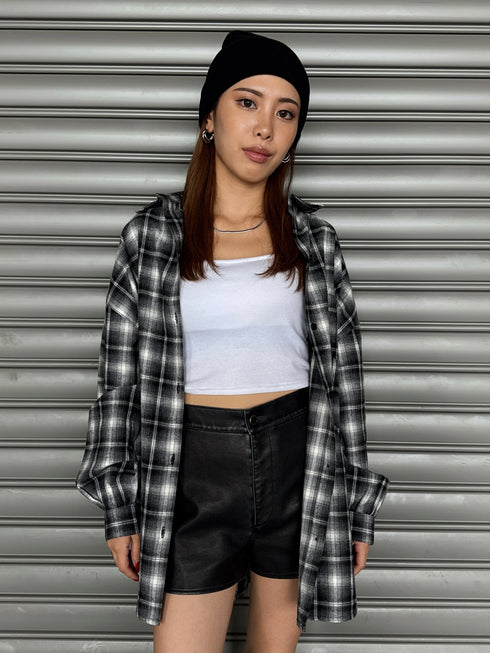 ウォームチェック柄オーバーシャツ