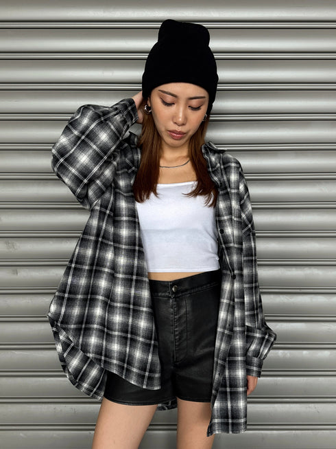 ウォームチェック柄オーバーシャツ