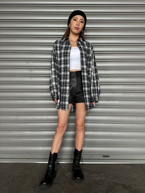 ウォームチェック柄オーバーシャツ