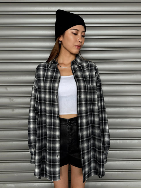 ウォームチェック柄オーバーシャツ