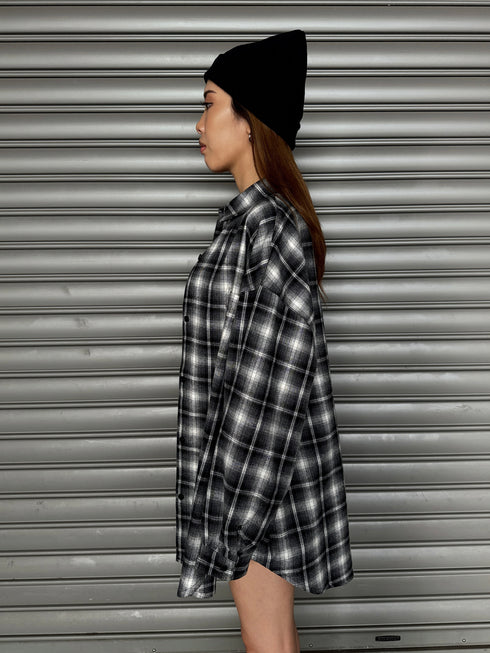 ウォームチェック柄オーバーシャツ