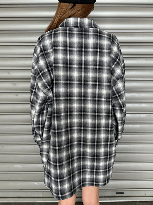 ウォームチェック柄オーバーシャツ