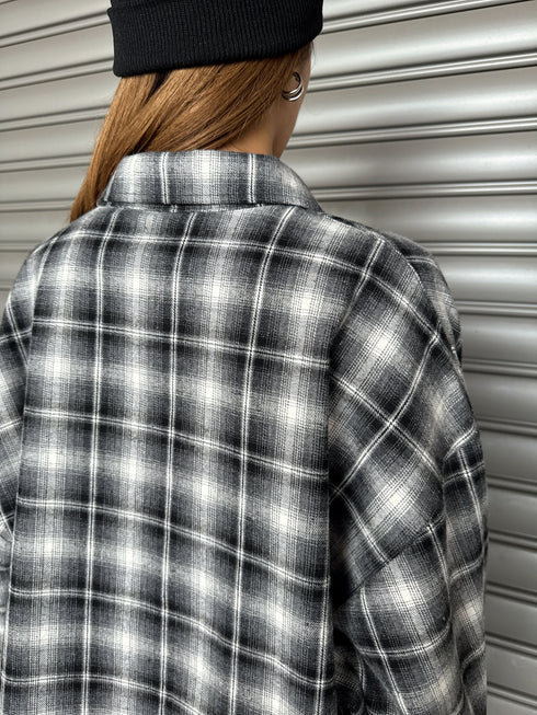 ウォームチェック柄オーバーシャツ