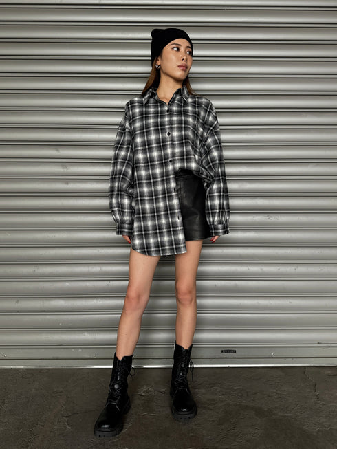 ウォームチェック柄オーバーシャツ