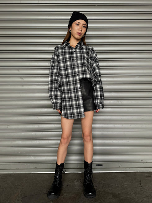 ウォームチェック柄オーバーシャツ