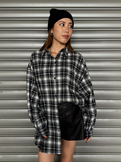 ウォームチェック柄オーバーシャツ
