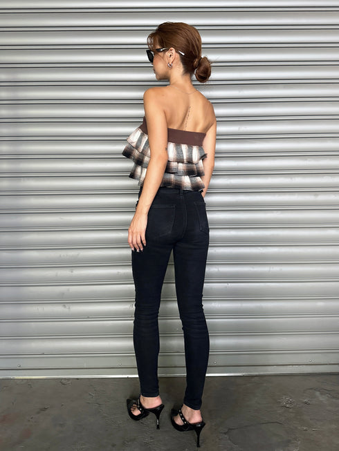 チェック柄ベアトップス