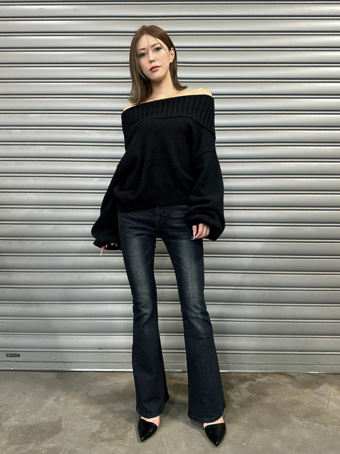 裾レースアップフレアパンツ