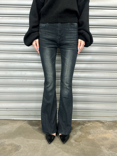 裾レースアップフレアパンツ