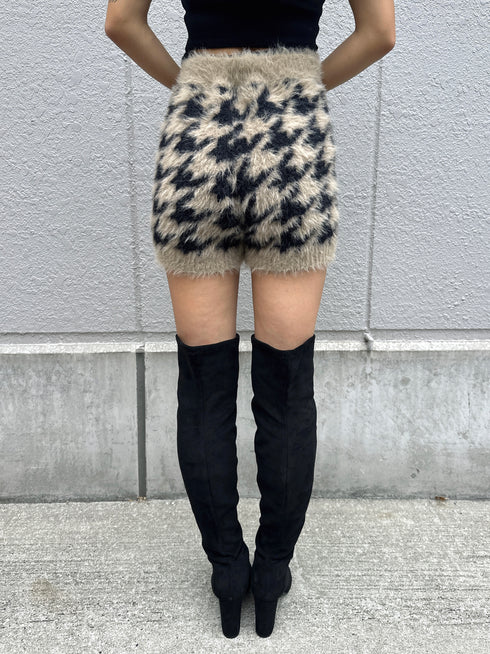 千鳥柄シャギーニットショートパンツ