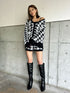 千鳥柄シャギーニットカーディガン