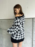 千鳥柄シャギーニットカーディガン