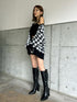 千鳥柄シャギーニットカーディガン