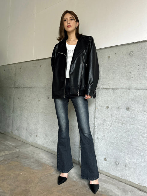 Backタックライダースジャケット